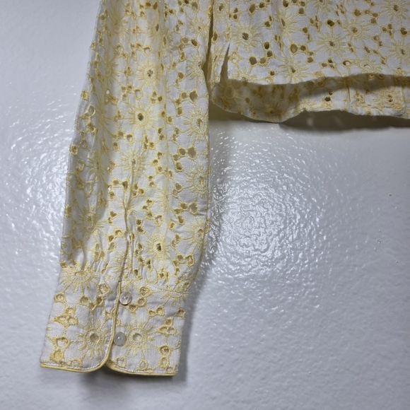 Free People Dream A Little Dream Yellow Eyelet Top Small NWOT - Picture 8 of 10